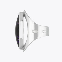 18ct White Gold Blue John Hallmark Large Oval Ring