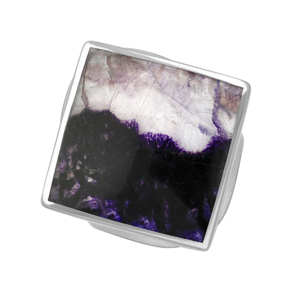 18ct White Gold Blue John Hallmark Medium Rhombus Ring. R607_FH.