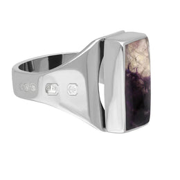 18ct White Gold Blue John Hallmark Small Oblong Ring