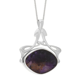 18ct White Gold Blue John Mother Of Pearl Bell Diamond Swivel Fob Necklace, P113_10_3.