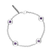 18ct White Gold Blue John Oval Star Detail Four Stone Bracelet, B796.