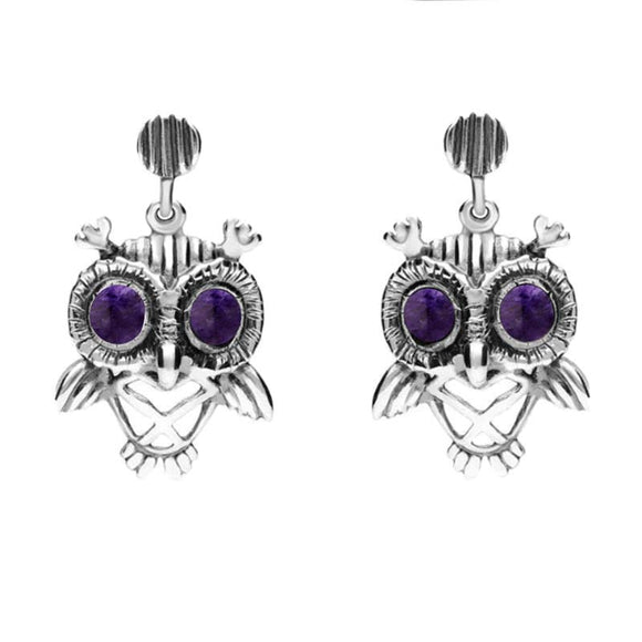 18ct White Gold Blue John Owl Stud Earrings E2329