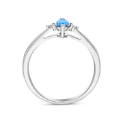 18ct White Gold Blue Topaz Diamond Marquise Three Stone Ring