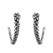 18ct White Gold Tentacle Hoop Earrings, E2460