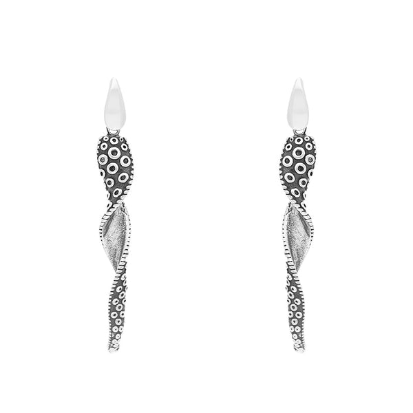 18ct White Gold Tentacle Twist Drop Earrings, E2463