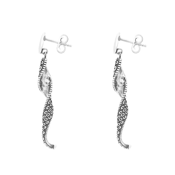 18ct White Gold Tentacle Twist Drop Earrings