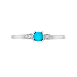 18ct White Gold Turquoise 0.05ct Diamond Milgrain Shoulder Ring