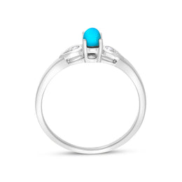 18ct White Gold Turquoise 0.07ct Diamond Shoulder Ring