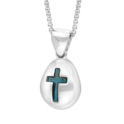 18ct White Gold Turquoise Cross Pear Shape Necklace