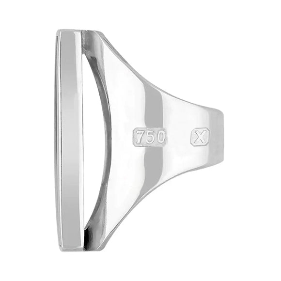 18ct White Gold Turquoise Hallmark Large Oblong Ring