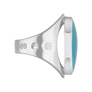 18ct White Gold Turquoise Hallmark Medium Oval Ring