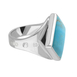 18ct White Gold Turquoise Hallmark Small Rhombus Ring