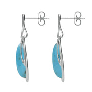 18ct White Gold Turquoise Open Marquise Drop Earrings, E2437_2