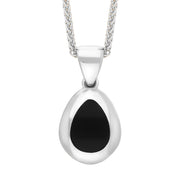 18ct White Gold Whitby Jet Cross Pear Shape Necklace