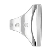 18ct White Gold Whitby Jet Hallmark Large Oblong Ring