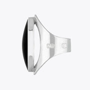18ct White Gold Whitby Jet Hallmark Large Oval Ring