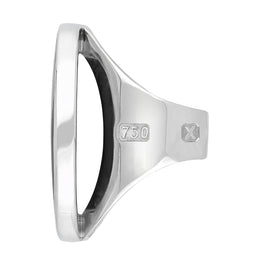 18ct White Gold Whitby Jet Hallmark Large Round Ring