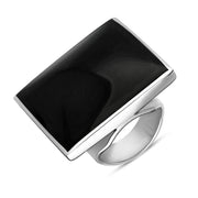 18ct White Gold Whitby Jet Hallmark Large Square Ring, R605_FH.
