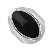 18ct White Gold Whitby Jet Hallmark Medium Oval Ring, R012_FH.