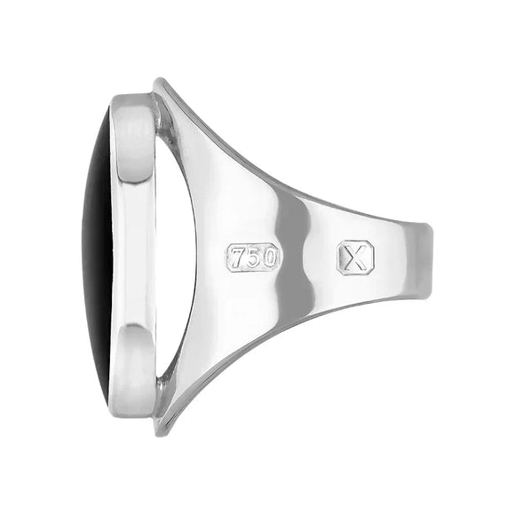 18ct White Gold Whitby Jet Hallmark Medium Oval Ring