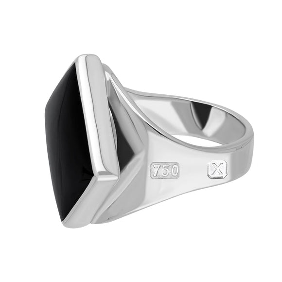 18ct White Gold Whitby Jet Hallmark Small Rhombus Ring