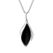 18ct White Gold Whitby Jet Open Marquise Shaped Necklace, P3370