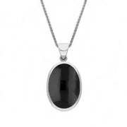 18ct White Gold Whitby Jet Turquoise Small Double Sided Fob Necklace, P832_2.