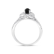 18ct White Yellow Gold Whitby Jet 0.39ct Diamond Knot  Ring