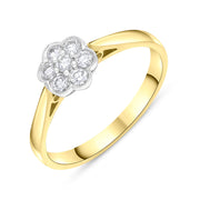 18ct Yellow Gold 0.23ct Diamond Flower Cluster Ring