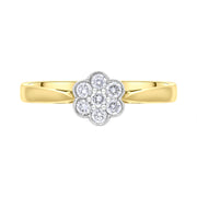 18ct Yellow Gold 0.23ct Diamond Flower Cluster Ring