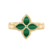 18ct Yellow Gold Malachite Bloom Marquise Flower Ring