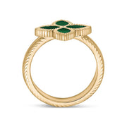 18ct Yellow Gold Malachite Bloom Marquise Flower Ring