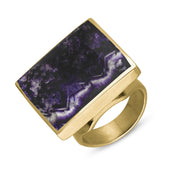 18ct Yellow Gold Blue John Hallmark Medium Square Ring. R604_FH.