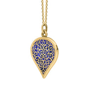 18ct Yellow Gold Lapis Lazuli Flore Filigree Large Heart Necklace. P3631._2
