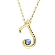 18ct Yellow Gold Moonstone Love Letters Initial J Necklace, P3457