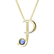 18ct Yellow Gold Moonstone Love Letters Initial P Necklace, P3463