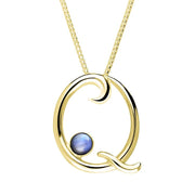 18ct Yellow Gold Moonstone Love Letters Initial Q Necklace, P3464