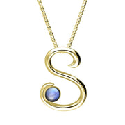 18ct Yellow Gold Moonstone Love Letters Initial S Necklace, P3466