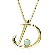 18ct Yellow Gold Opal Love Letters Initial D Necklace, P3451.