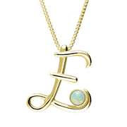 18ct Yellow Gold Opal Love Letters Initial E Necklace, P3452.