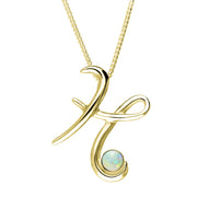 18ct Yellow Gold Opal Love Letters Initial H Necklace, P3455.