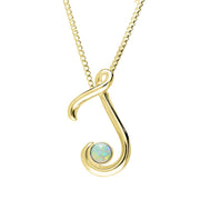 18ct Yellow Gold Opal Love Letters Initial J Necklace, P3457.