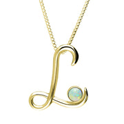 18ct Yellow Gold Opal Love Letters Initial L Necklace, P3459.