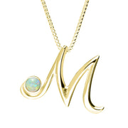 18ct Yellow Gold Opal Love Letters Initial M Necklace, P3460.
