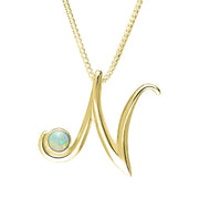 18ct Yellow Gold Opal Love Letters Initial N Necklace, P3461.