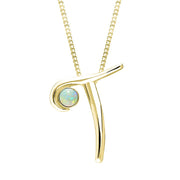 18ct Yellow Gold Opal Love Letters Initial T Necklace, P3467.