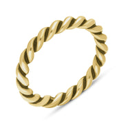 9ct Yellow Gold Stepping Stones Twisted Rope Stacking Ring, R617.
