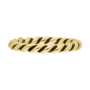 9ct Yellow Gold Stepping Stones Twisted Rope Stacking Ring, R617.