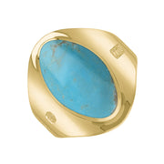 18ct Yellow Gold Turquoise Hallmark Small Oval Ring. R076_FH.