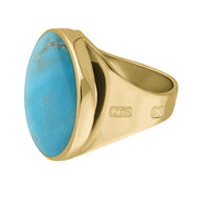 18ct Yellow Gold Turquoise Hallmark Small Round Ring